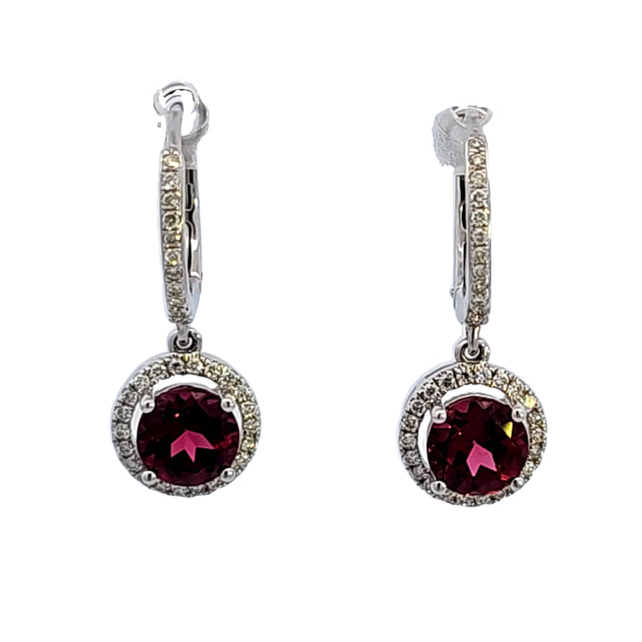 14KW Rhodolite Garnet and Diamond Earrings