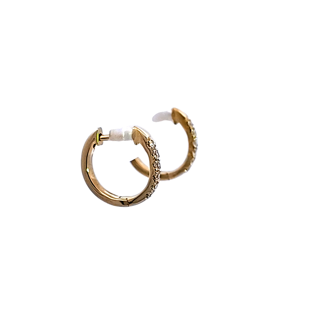 10KY Petite Huggie Diamond Hoop Earrings