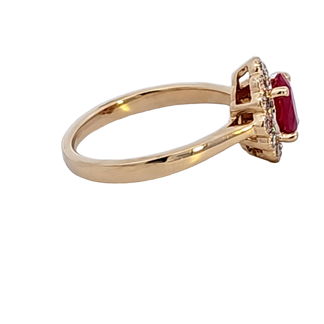 14KY Oval Ruby and Diamond Ring