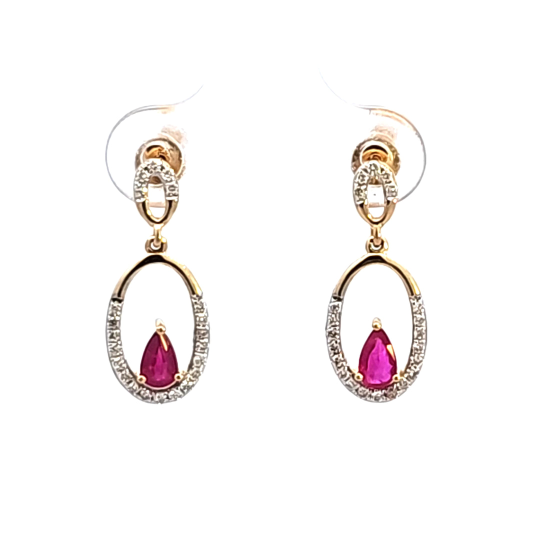 14KY Ruby and Diamond Earrings