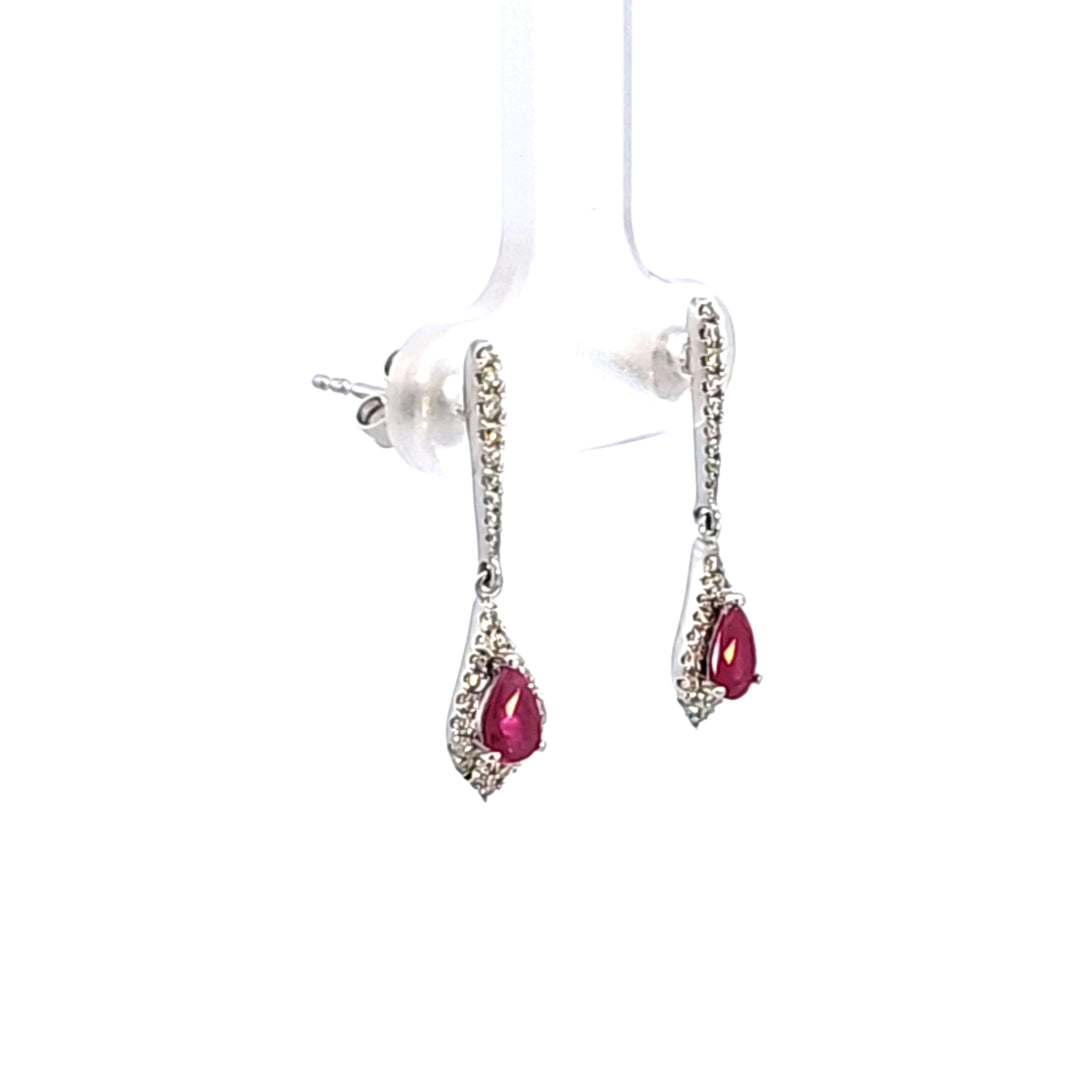 14KW Ruby and Diamond Drop Earrings