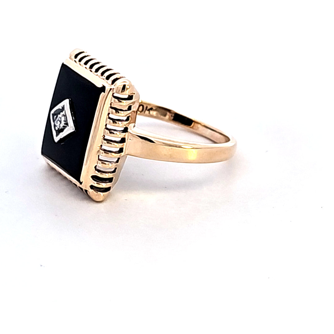 14KY Onyx and Diamond Estate Ring
