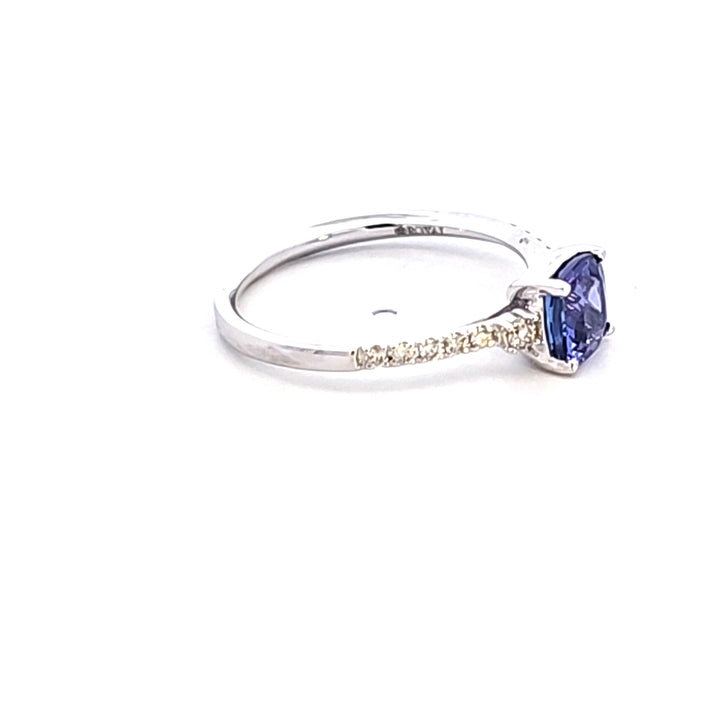 14KW Cushion Tanzanite and Diamond Fashion Ring