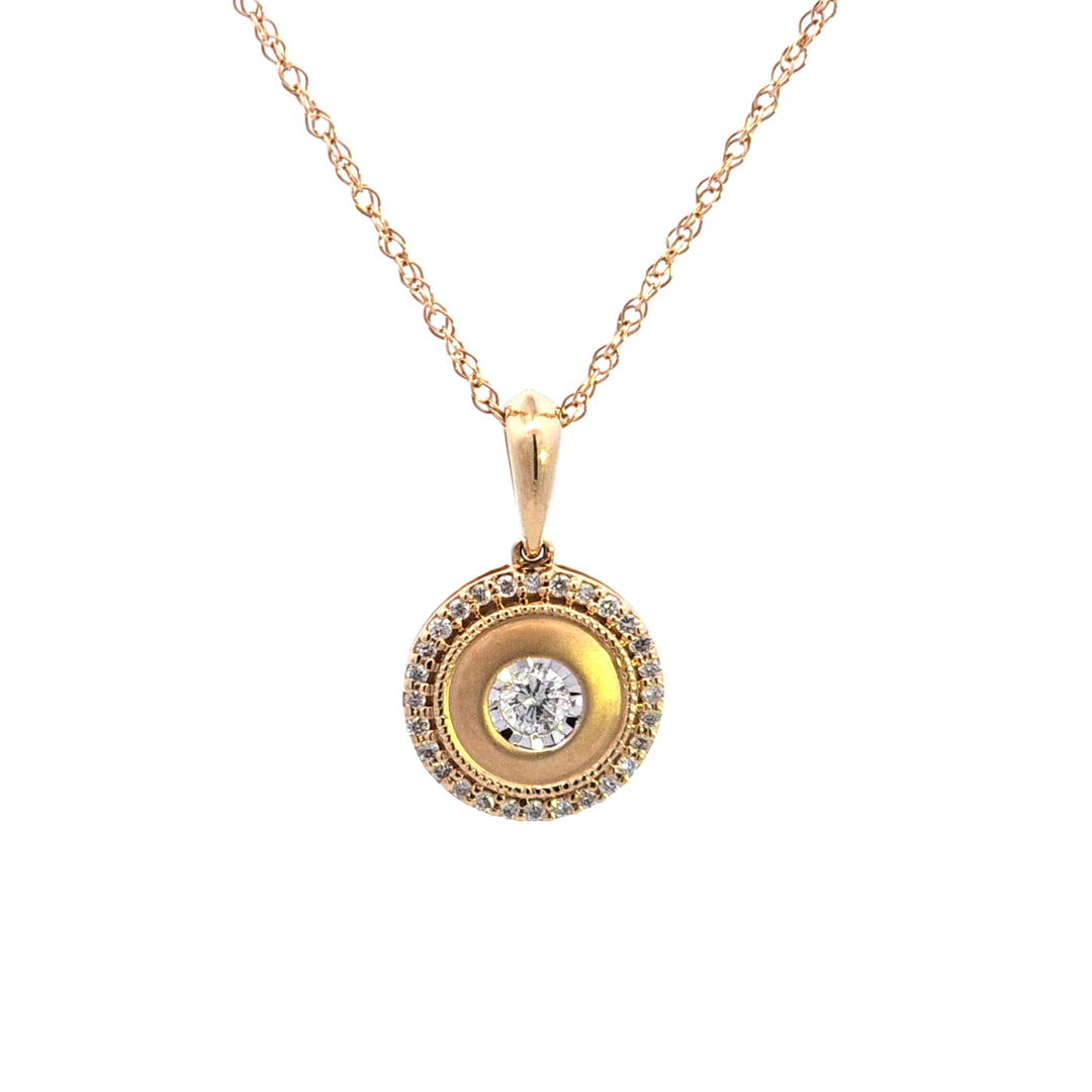 14KY Diamond Disc Pendant Necklace