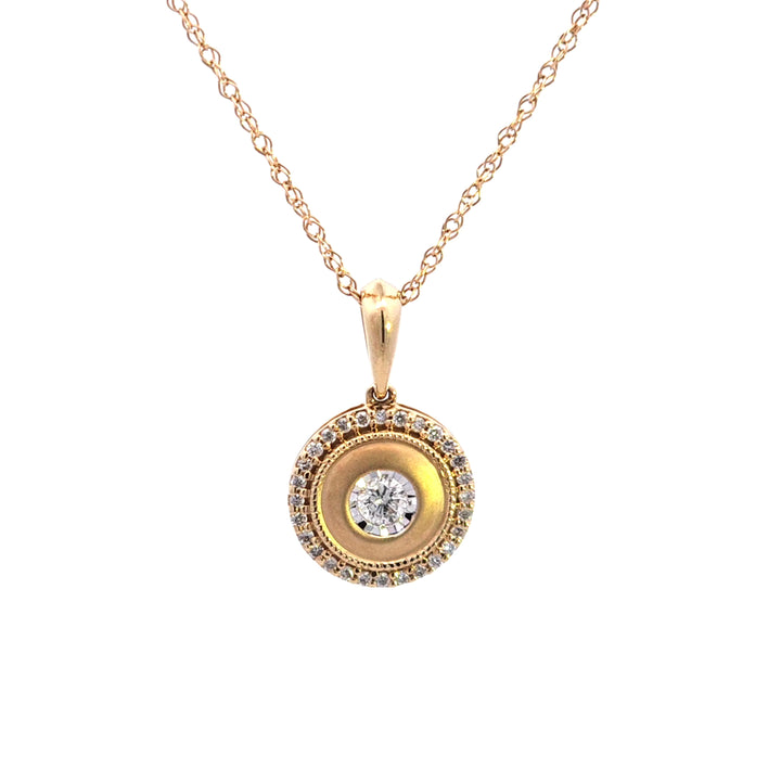 14KY Diamond Disc Pendant Necklace