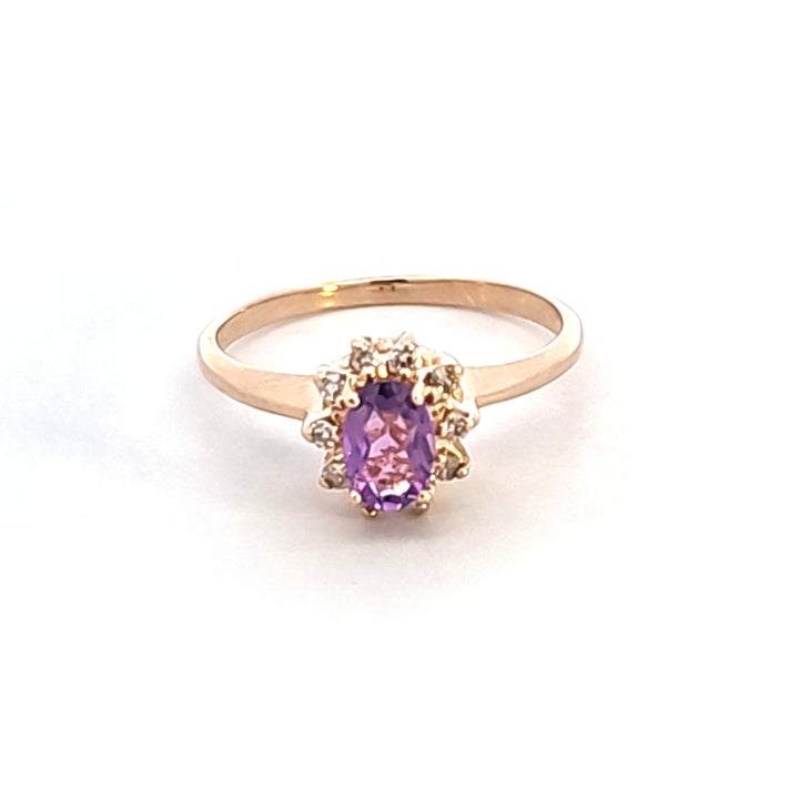 14KY Amethyst and Diamond Estate Ring