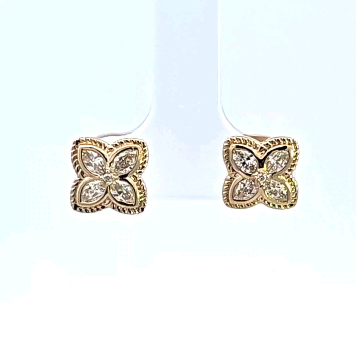 14KY Diamond Floral Earrings