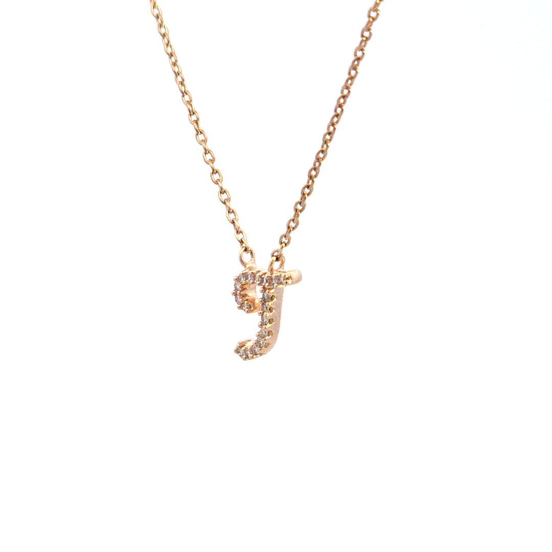 10KY Diamond Script Initial T Necklace