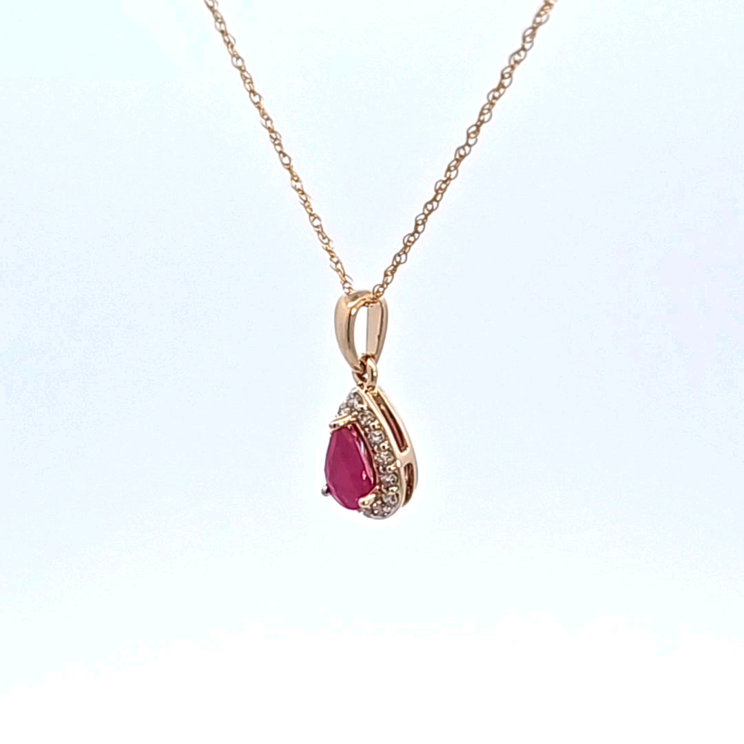 14KY Ruby and Diamond Pendant