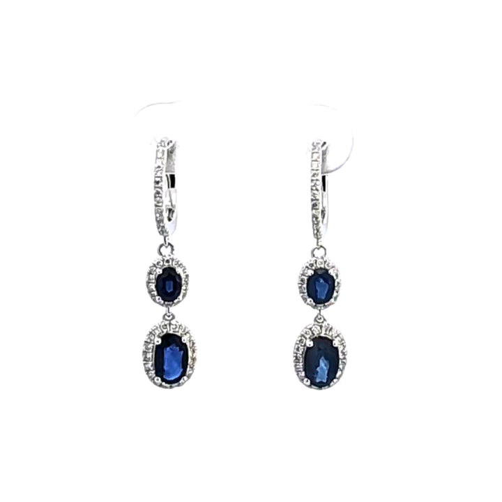 14KW Sapphire and Diamond Drop Earrings