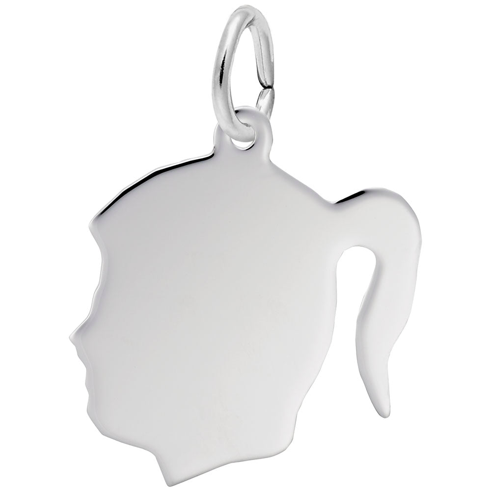 Sterling Silver Girls Head Charm