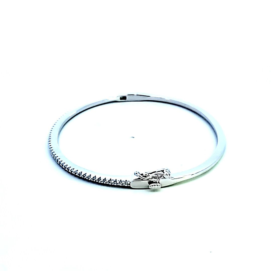 Sterling Silver and Platinum CZ Bangle Bracelet