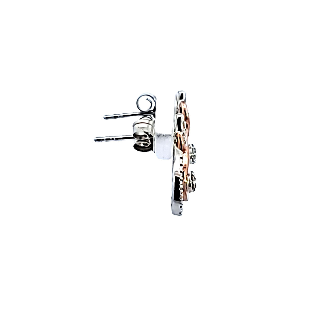 Sterling Silver and Rose Gold Plated Diamond Earrings