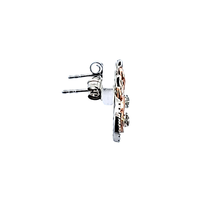 Sterling Silver and Rose Gold Plated Diamond Earrings