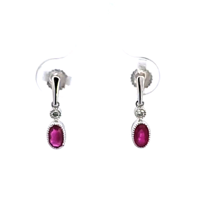 14KW Ruby and Diamond Earrings