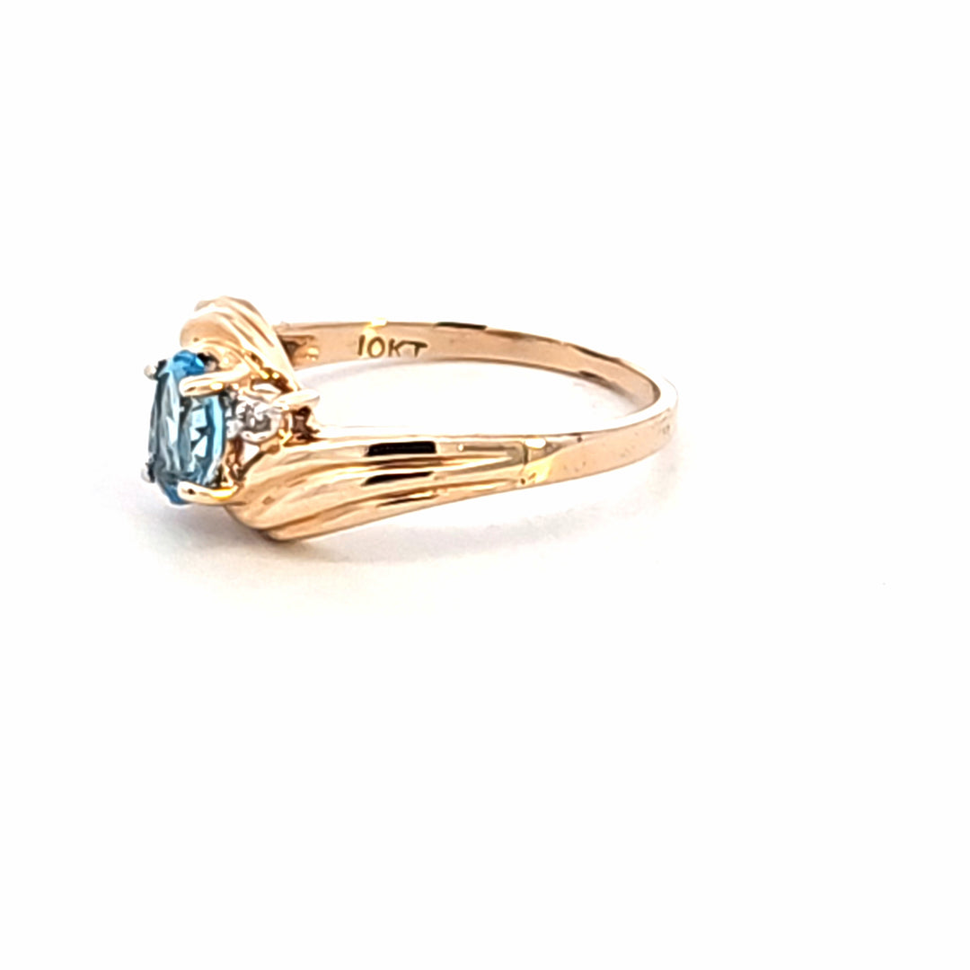 10KY Blue Topaz and Diamond Ring