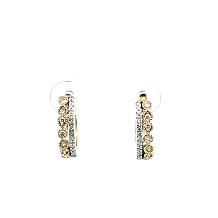 14KTT Diamond Hoop Earrings