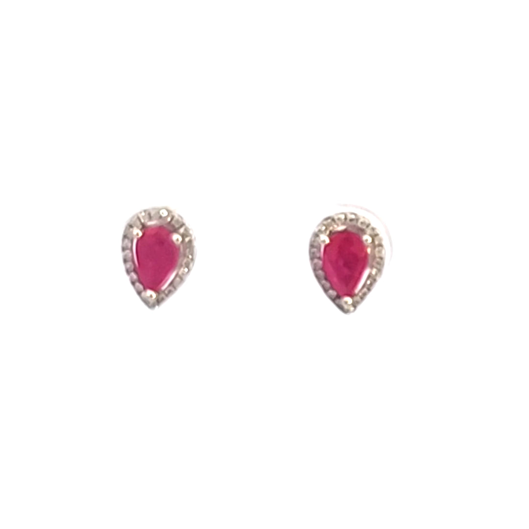 14KW Pear Ruby and Diamond Earrings