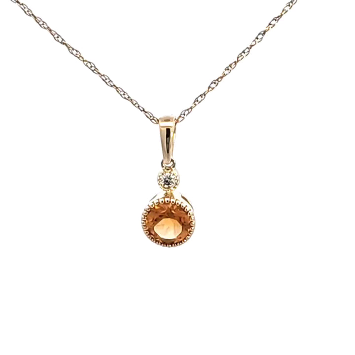 14KY Citrine and Diamond Pendant
