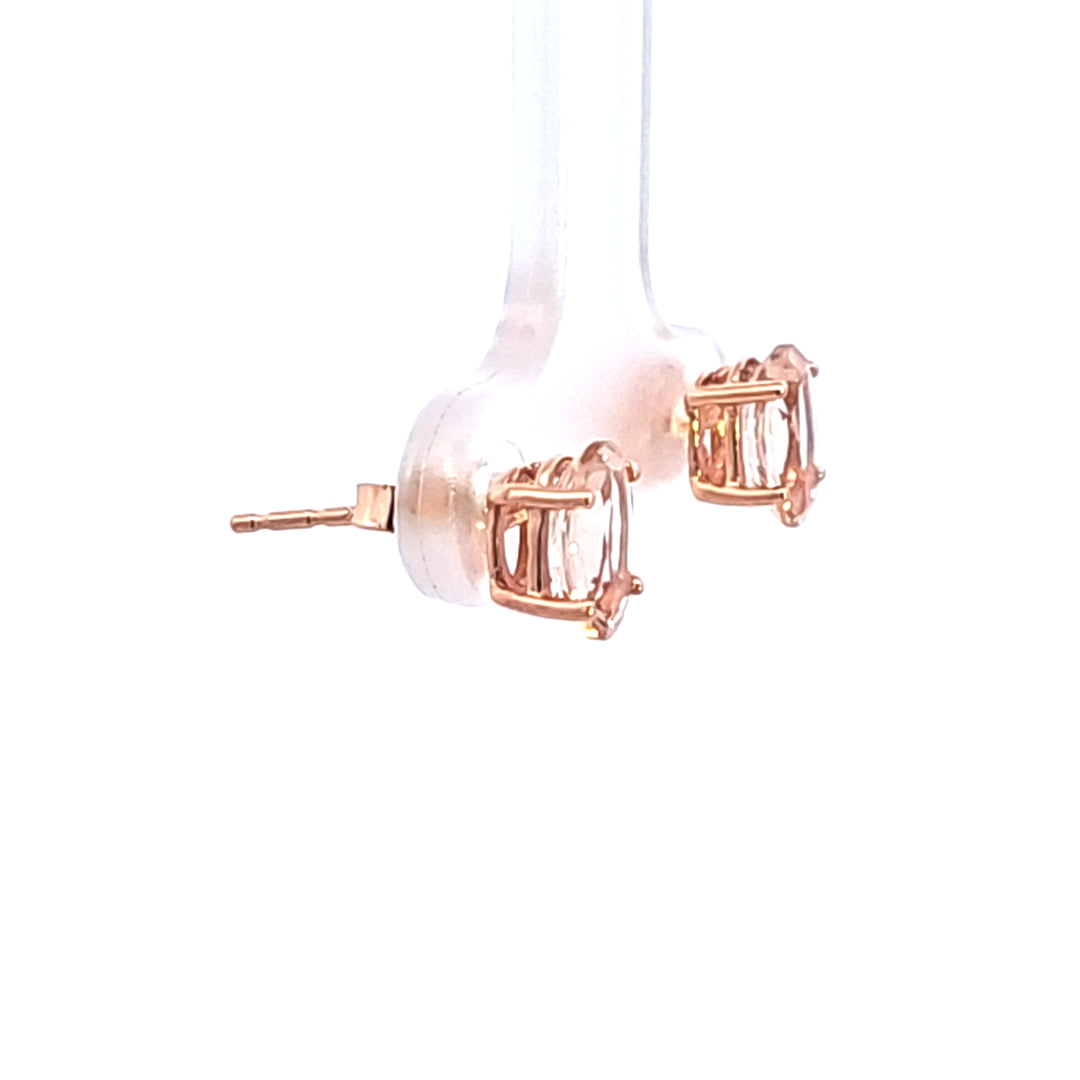 14KR Oval Morganite Stud Earrings
