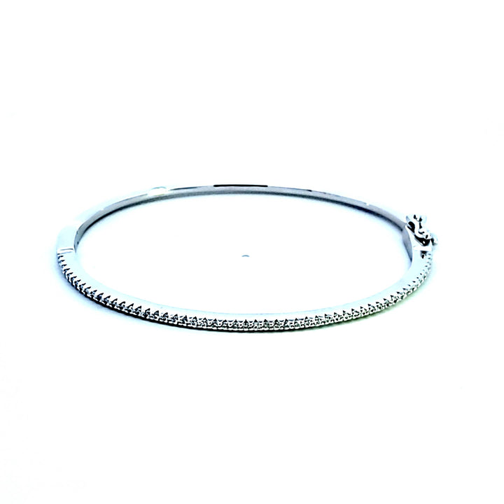 Sterling Silver and Platinum CZ Bangle Bracelet