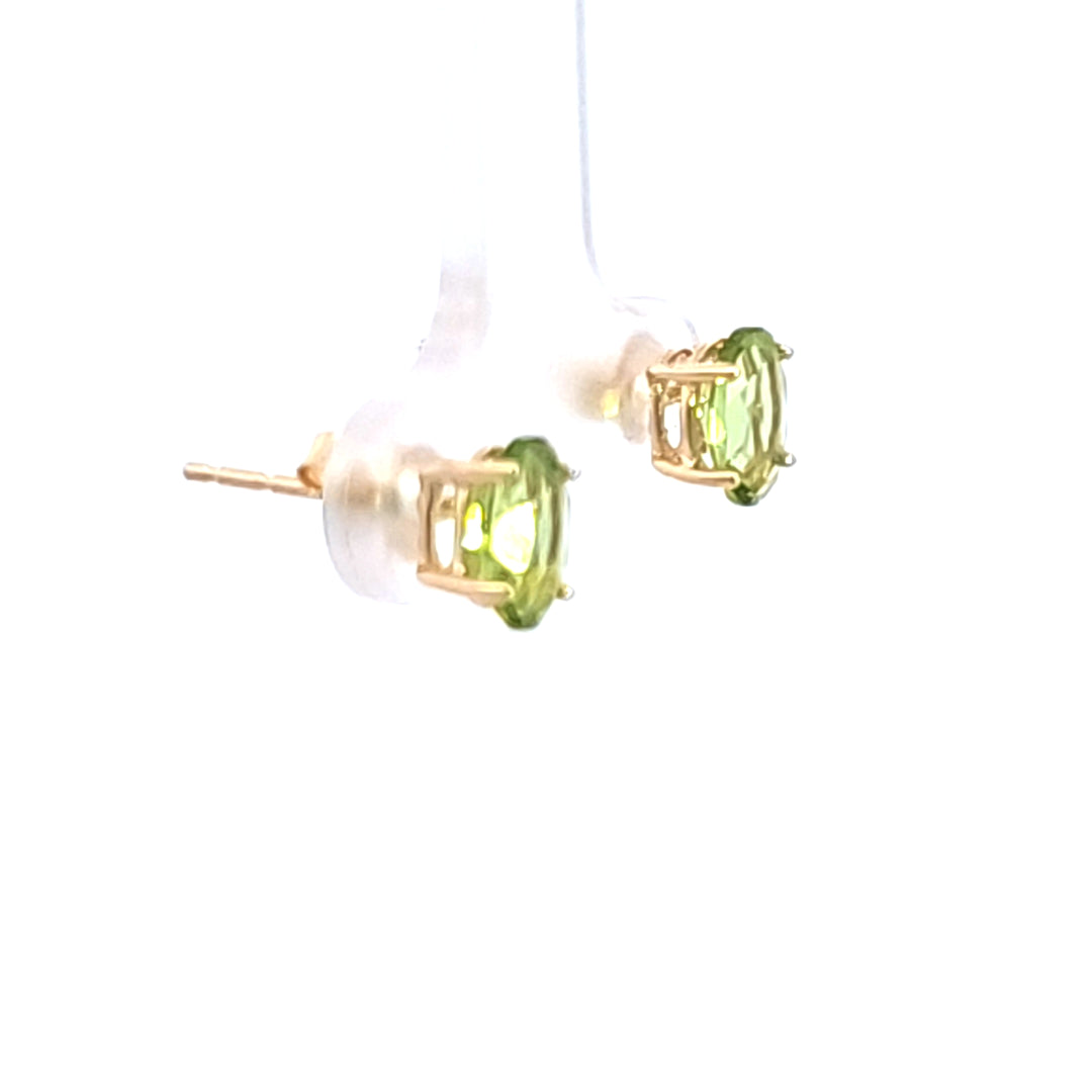 14KY Oval Peridot Stud Earrings