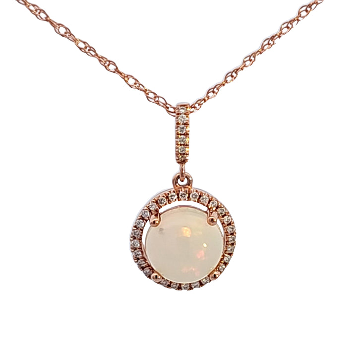 14KR Opal and Diamond Pendant