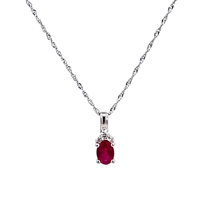 14KW Oval Ruby and Diamond Pendant