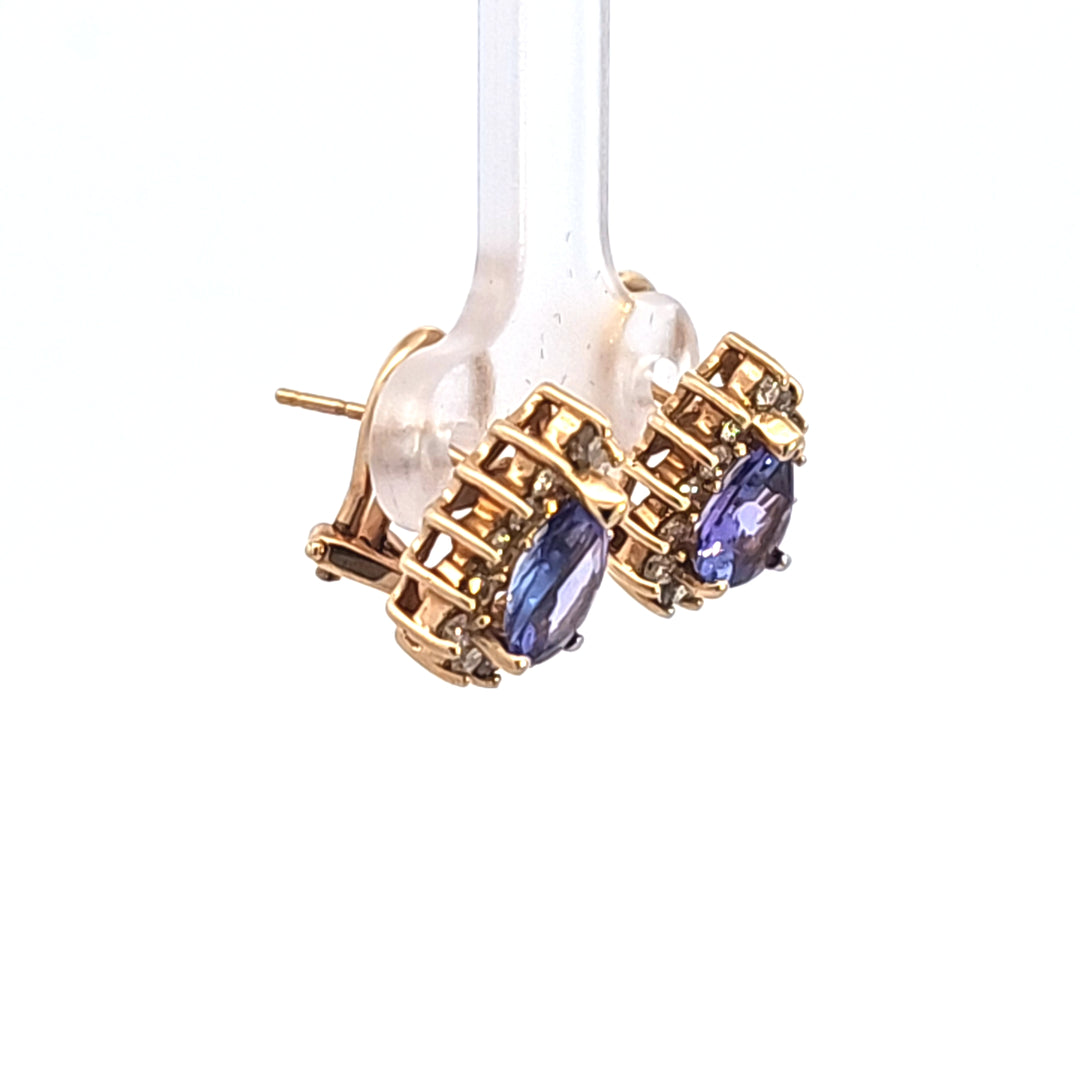 14KY Pear Tanzanite and Diamond Estate Earrings
