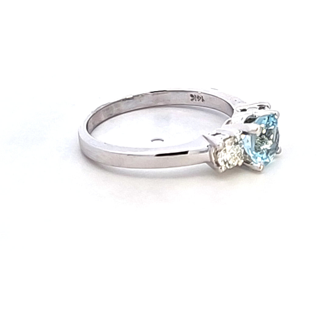14KW Aquamarine and Diamond Ring