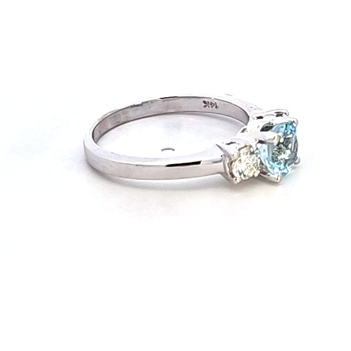 14KW Aquamarine and Diamond Ring