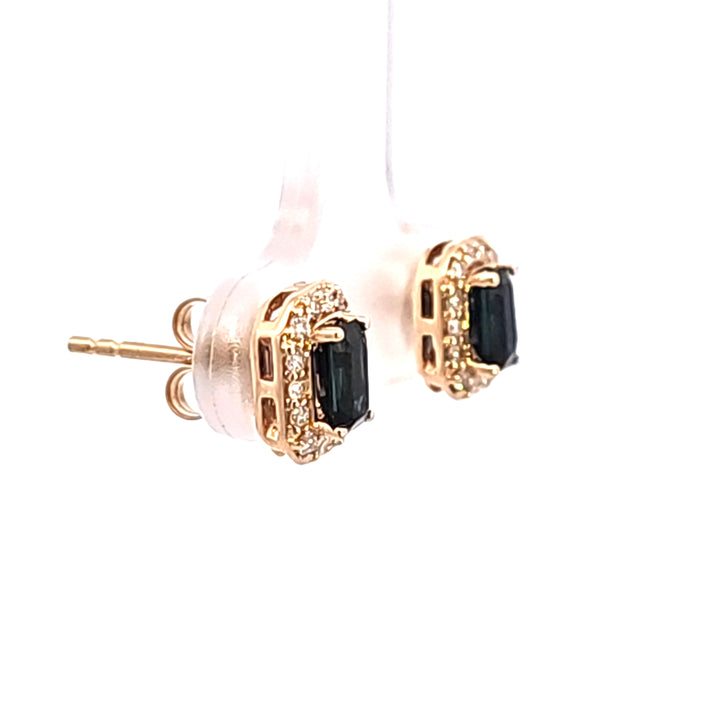 14KY Blue Sapphire and Diamond Earrings