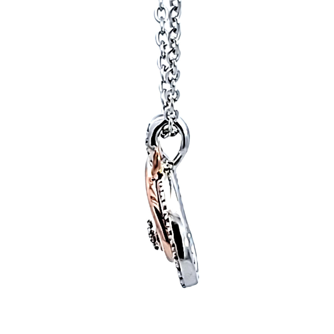 Sterling Silver and Rose Gold Plated Diamond Pendant