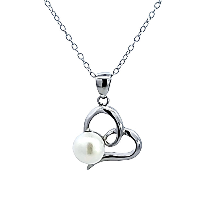 Sterling Silver Heart Pendant With Pearl