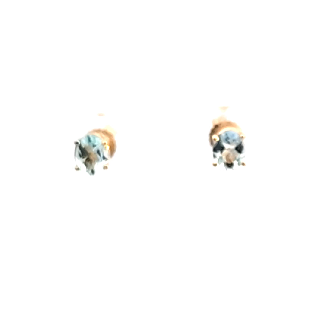 14KY Oval Aquamarine Stud Earrings