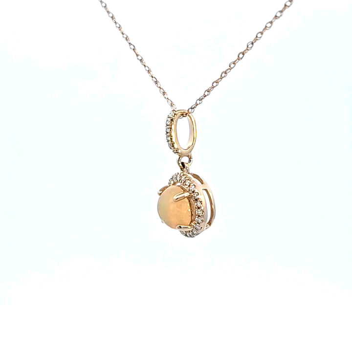 14KY Opal and Diam0nd Pendant