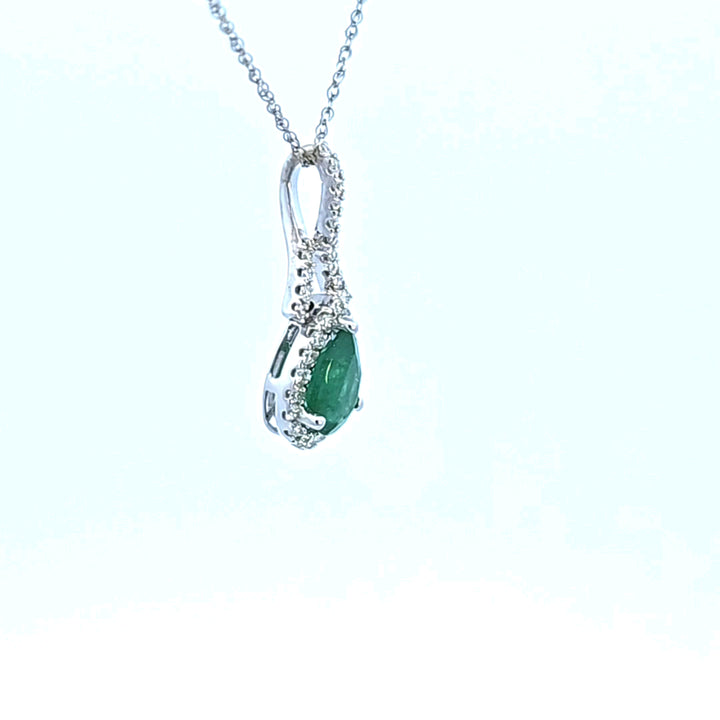 14KW Emerald and Diamond Pendant