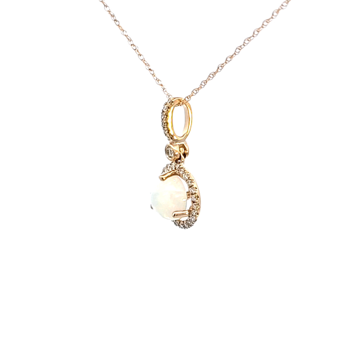 14KY Opal and Diamond Pendant