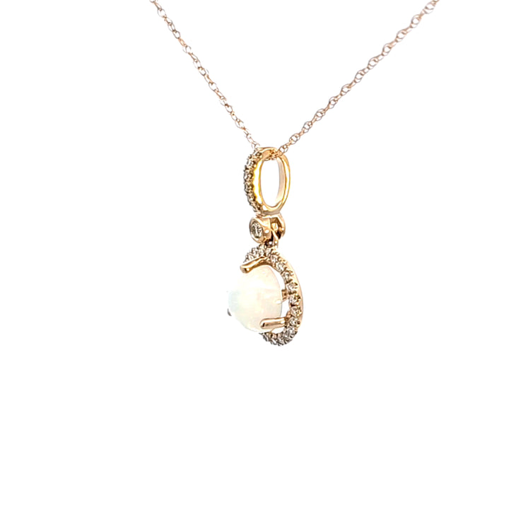14KY Opal and Diamond Pendant