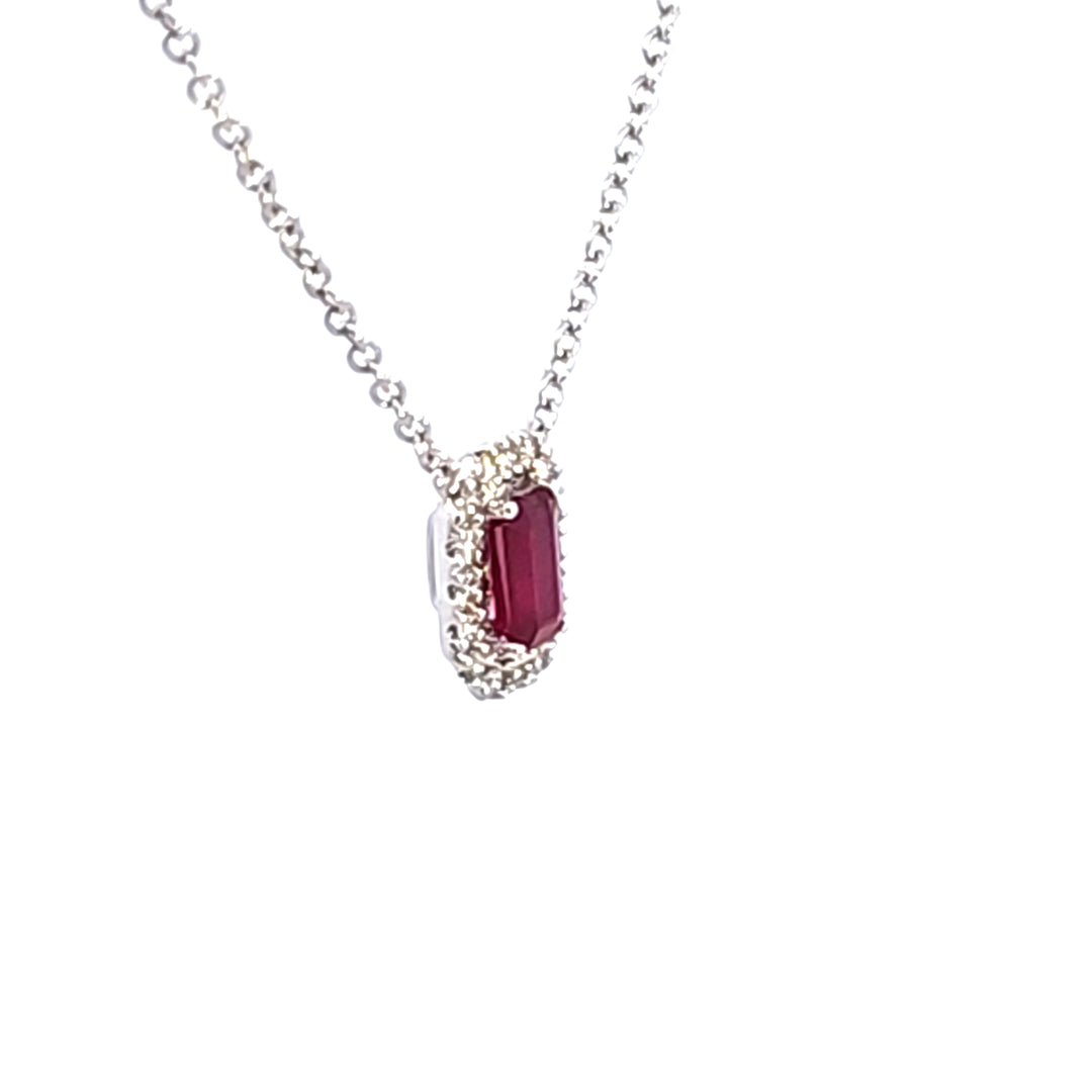 14KY Ruby and Diamond Pendant Necklace