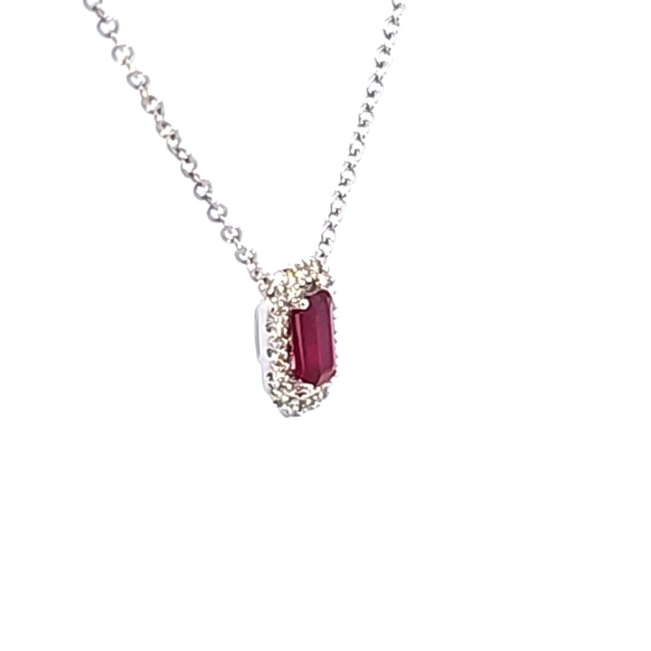 14KY Ruby and Diamond Pendant Necklace