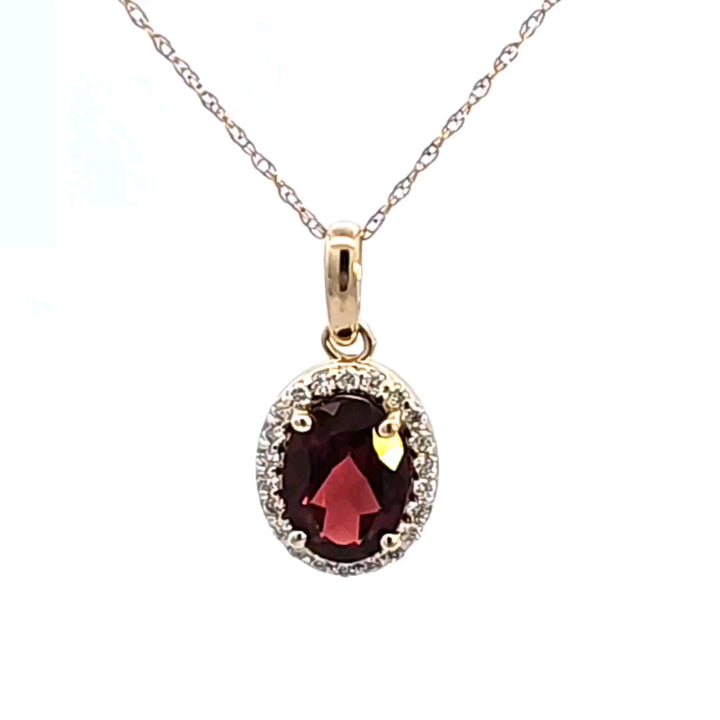 14KY Garnet and Diamond Pendant
