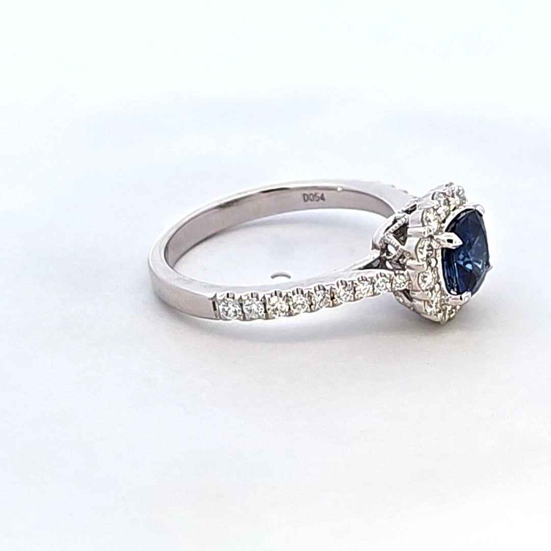 14KW Cushion Sapphire and Diamond Ring