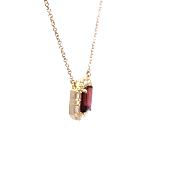 14KY Garnet and Diamond Pendant Necklace