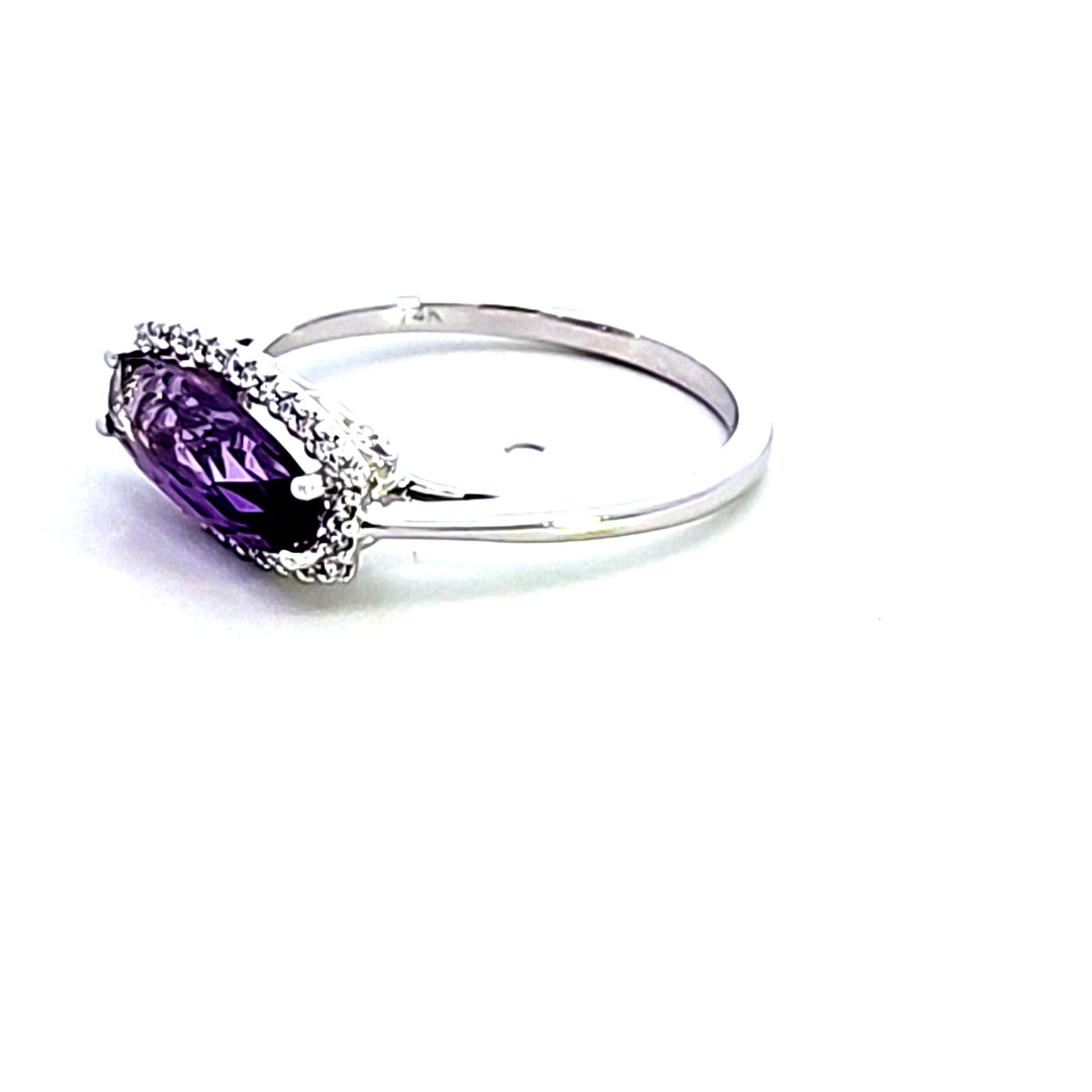 14KW Amethyst and Diamond Fashion Ring