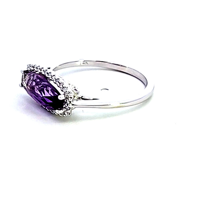 14KW Amethyst and Diamond Fashion Ring