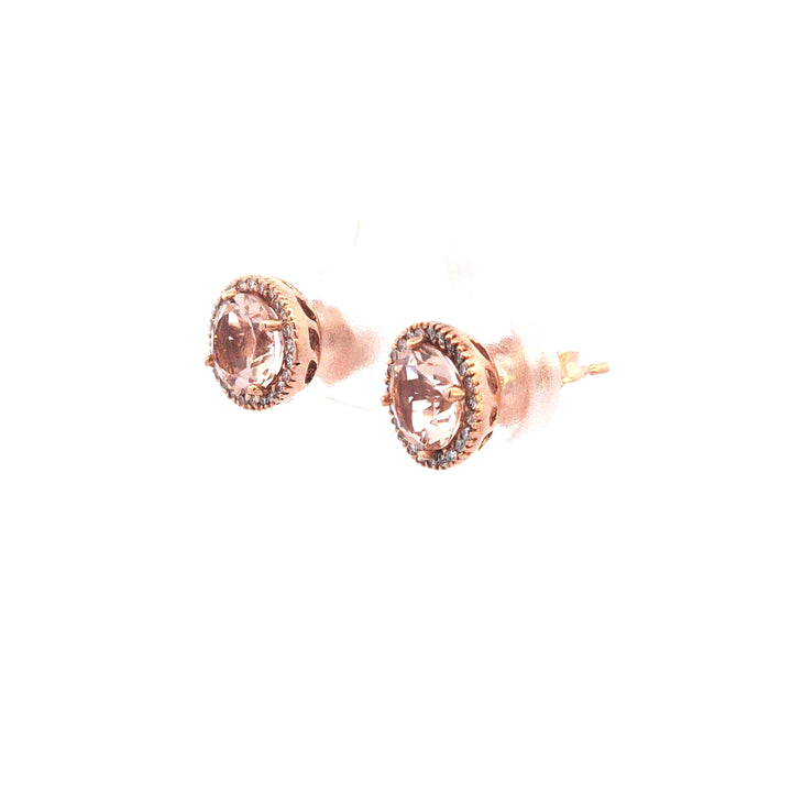 14KR Morganite and Diamond Earrings