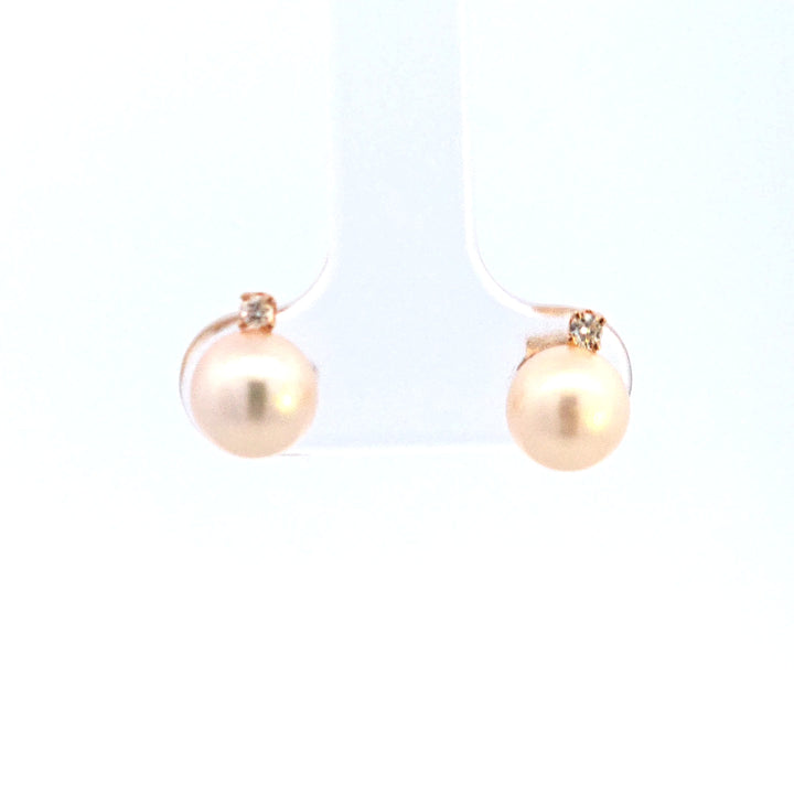 14Y Cultured Pearl and Diamond Earrings