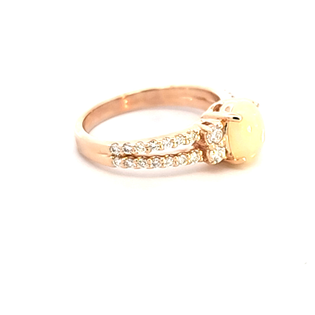 14KY Oval Opal and Diamond Fashion Ring