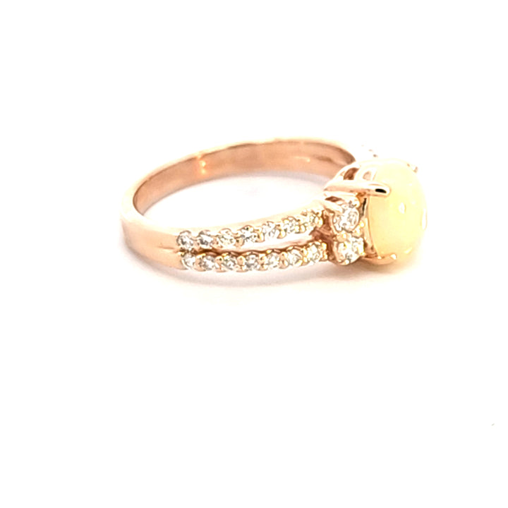 14KY Oval Opal and Diamond Fashion Ring